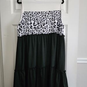 Leopard Print and Black Tiered Dress